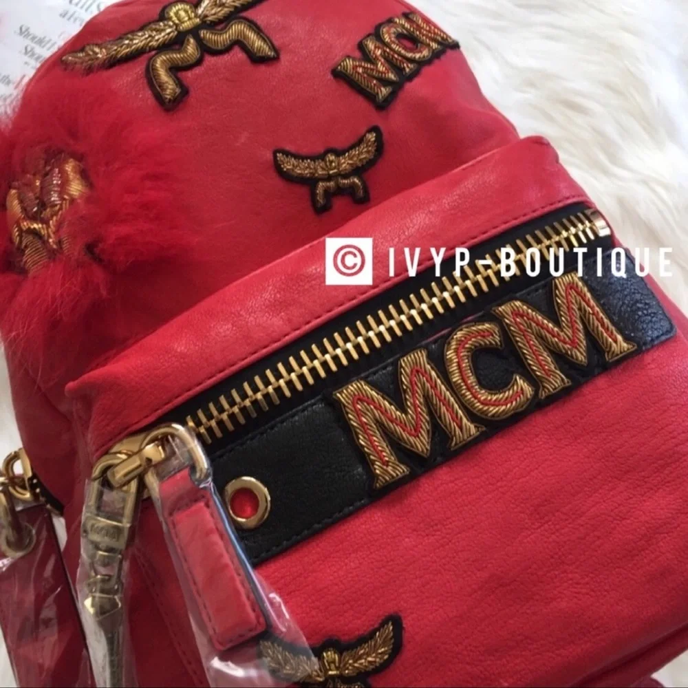 MCM Stark Leather Insignia Backpack